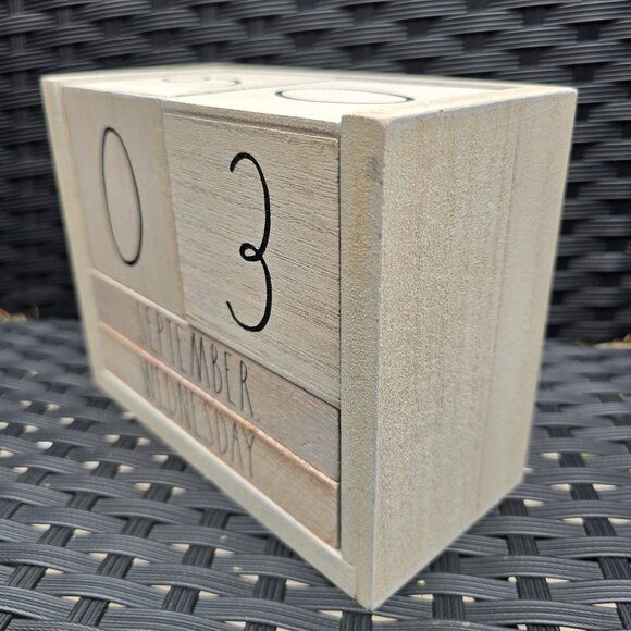Rae Dunn Wooden Block Perpetual Desk Calendar EUC - Picture 6 of 7